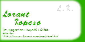 lorant kopcso business card