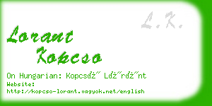 lorant kopcso business card